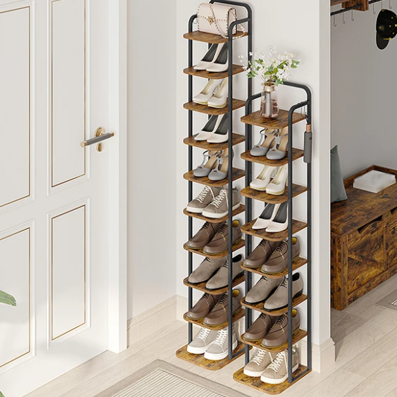 Verticale Schoenenkast met 10 Lagen – Smal Schoenenrek voor Kleine Ruimtes