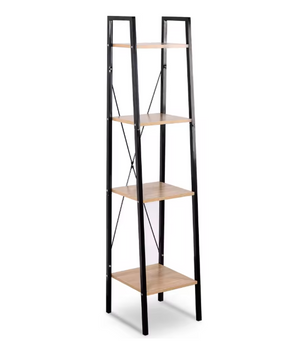 Industriële Boekenkast met 4 Planken – Houten Opbergrek met Metalen Frame voor Woonkamer of Kantoor