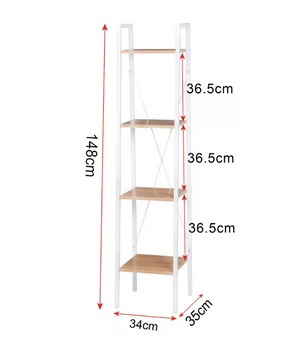 Industriële Boekenkast met 4 Planken – Houten Opbergrek met Metalen Frame voor Woonkamer of Kantoor