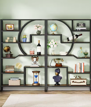 Industriële Boekenkast met 6 Planken – Houten Opbergrek met Metalen Frame, Vintage Open Etagère 175 cm