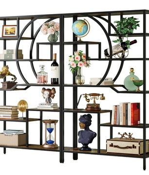 Industriële Boekenkast met 6 Planken – Houten Opbergrek met Metalen Frame, Vintage Open Etagère 175 cm