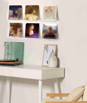 Set van 6 Transparante Acryl Wandrekken voor LP’s – Stijlvolle Platenhouders voor Muurdecoratie