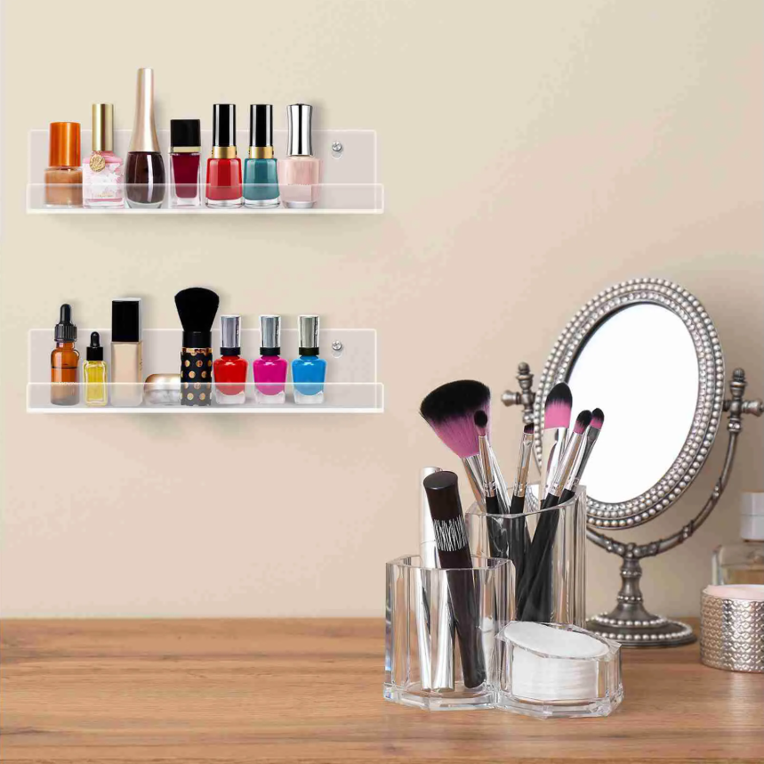 Set van 6 Transparante Acryl Wandrekken voor LP’s – Stijlvolle Platenhouders voor Muurdecoratie