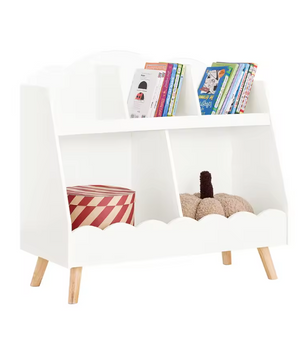 Kinderboekenkast met 5 Compartimenten – Witte Montessori Opbergplank van MDF en Hout, 82x76x35 cm