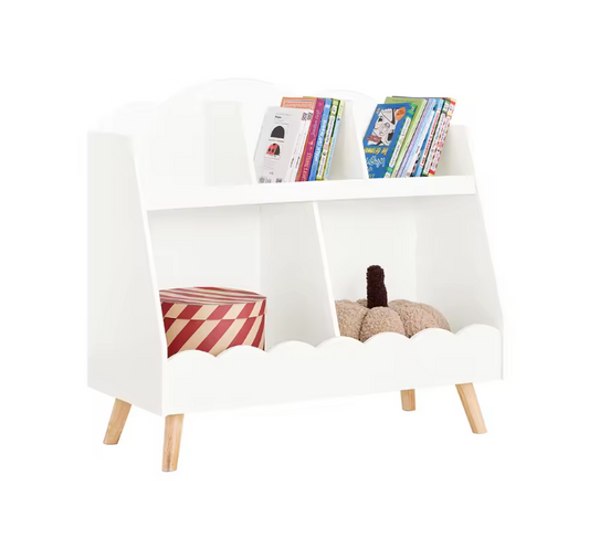Kinderboekenkast met 5 Compartimenten – Witte Montessori Opbergplank van MDF en Hout, 82x76x35 cm