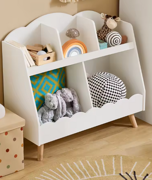 Kinderboekenkast met 5 Compartimenten – Witte Montessori Opbergplank van MDF en Hout, 82x76x35 cm