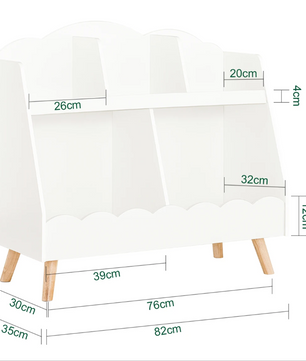 Kinderboekenkast met 5 Compartimenten – Witte Montessori Opbergplank van MDF en Hout, 82x76x35 cm