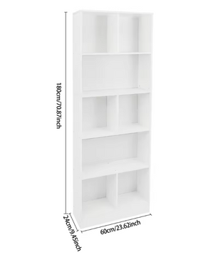 Moderne Vloerstaande Boekenkast met 5 Planken – Witte Houten Opbergkast voor Boeken, Decor en Accessoires
