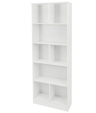 Moderne Vloerstaande Boekenkast met 5 Planken – Witte Houten Opbergkast voor Boeken, Decor en Accessoires