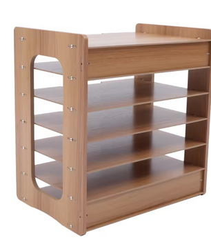 7-Laags Houten Bureau Organizer – Verbrede Papieren Lade met 7 Compartimenten, Modern en Ruimtebesparend