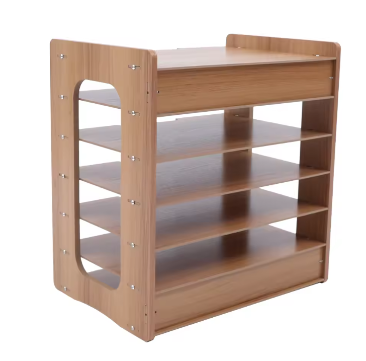 7-Laags Houten Bureau Organizer – Verbrede Papieren Lade met 7 Compartimenten, Modern en Ruimtebesparend