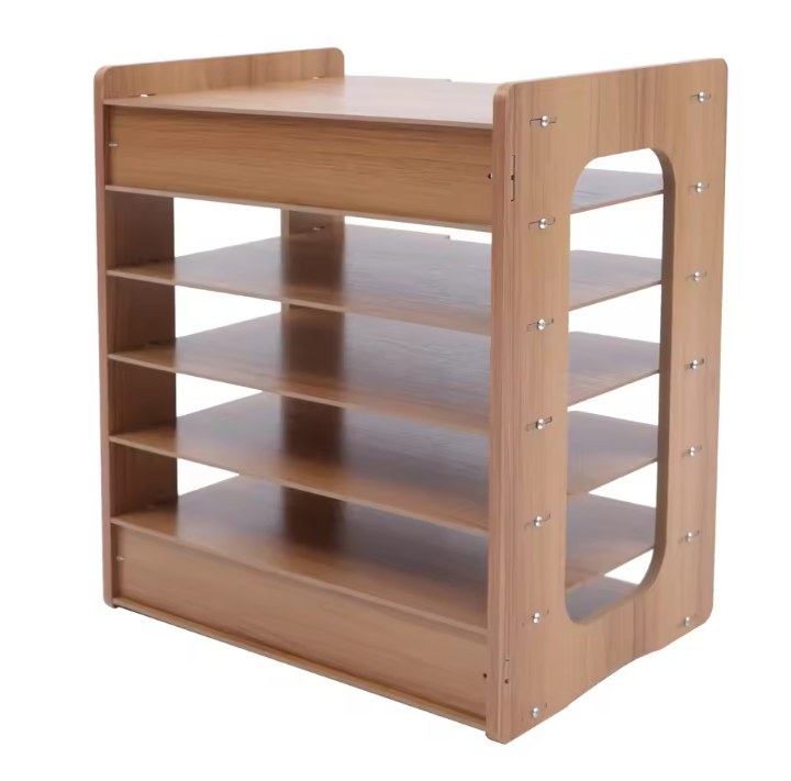 7-Laags Houten Bureau Organizer – Verbrede Papieren Lade met 7 Compartimenten, Modern en Ruimtebesparend