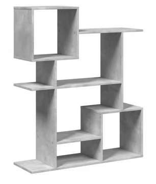 Stevig Betongrijs Kamerscherm Boekenplank – Multifunctioneel Opbergmeubel van Houtcomposiet, 92x29x112 cm
