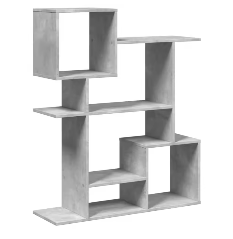 Stevig Betongrijs Kamerscherm Boekenplank – Multifunctioneel Opbergmeubel van Houtcomposiet, 92x29x112 cm