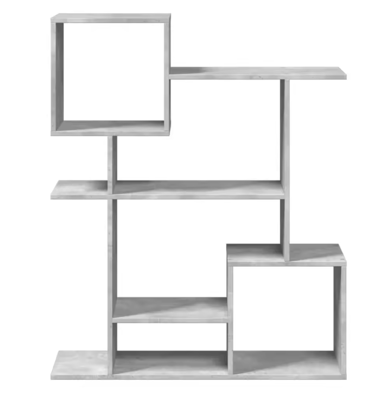 Stevig Betongrijs Kamerscherm Boekenplank – Multifunctioneel Opbergmeubel van Houtcomposiet, 92x29x112 cm