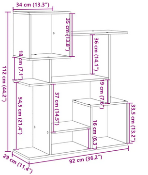 Stevig Betongrijs Kamerscherm Boekenplank – Multifunctioneel Opbergmeubel van Houtcomposiet, 92x29x112 cm
