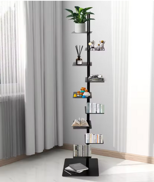 Wervelkolom Boekenplank – Minimalistische Staande Boekenplank Toren met 9 Lagen, Zwart, 39x39x170 cm
