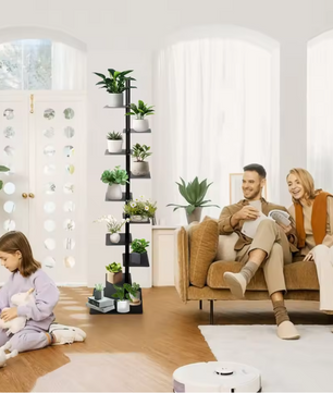 Wervelkolom Boekenplank – Minimalistische Staande Boekenplank Toren met 9 Lagen, Zwart, 39x39x170 cm