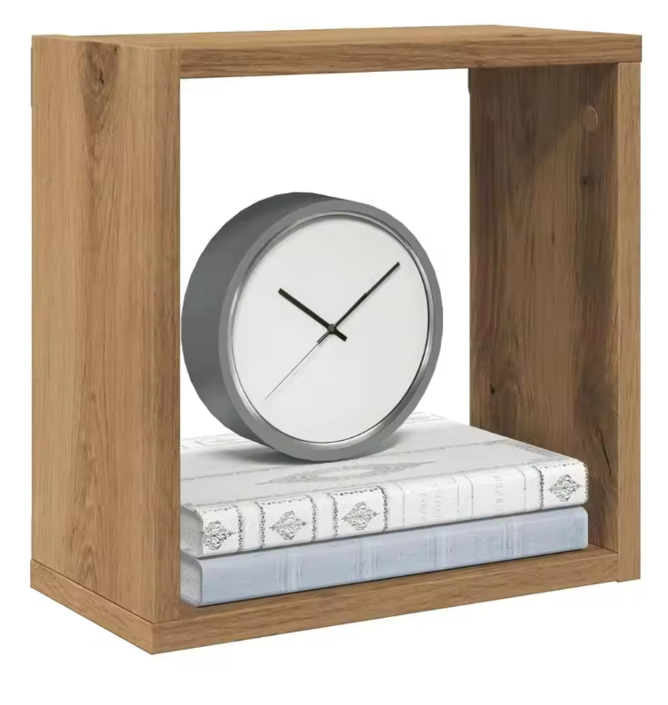 Set van 6 Houten Kubusplanken – Wandplanken in Ambachtelijk Eiken, 30x15x30 cm, Modern Modulair Ontwerp