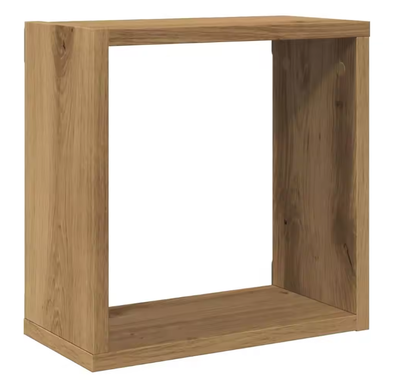 Set van 6 Houten Kubusplanken – Wandplanken in Ambachtelijk Eiken, 30x15x30 cm, Modern Modulair Ontwerp