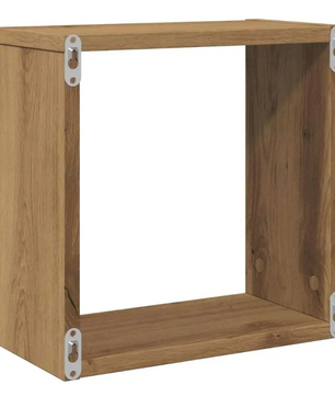 Set van 6 Houten Kubusplanken – Wandplanken in Ambachtelijk Eiken, 30x15x30 cm, Modern Modulair Ontwerp