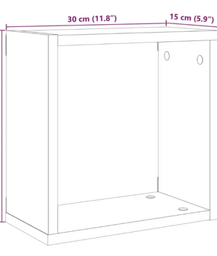 Set van 6 Houten Kubusplanken – Wandplanken in Ambachtelijk Eiken, 30x15x30 cm, Modern Modulair Ontwerp
