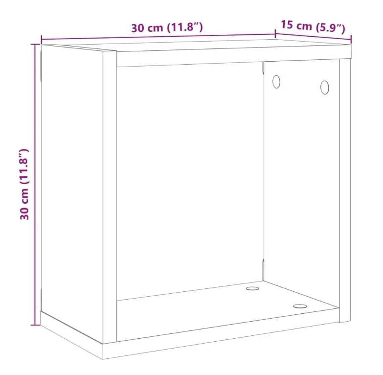 Set van 6 Houten Kubusplanken – Wandplanken in Ambachtelijk Eiken, 30x15x30 cm, Modern Modulair Ontwerp