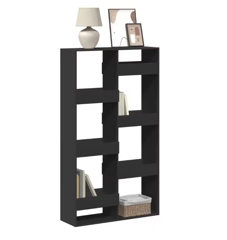 Zwarte Houten Boekenplank – Moderne Vrijstaande Boekenkast met 8 Verstelbare Planken, 100x33x175 cm Opbergmeubel voor Woonkamer of Kantoor
