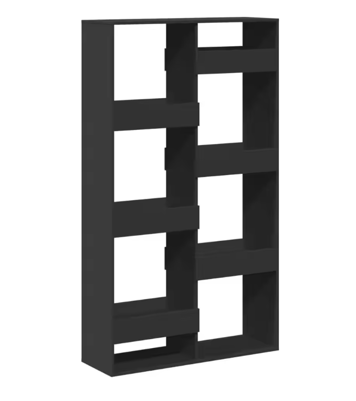 Zwarte Houten Boekenplank – Moderne Vrijstaande Boekenkast met 8 Verstelbare Planken, 100x33x175 cm Opbergmeubel voor Woonkamer of Kantoor