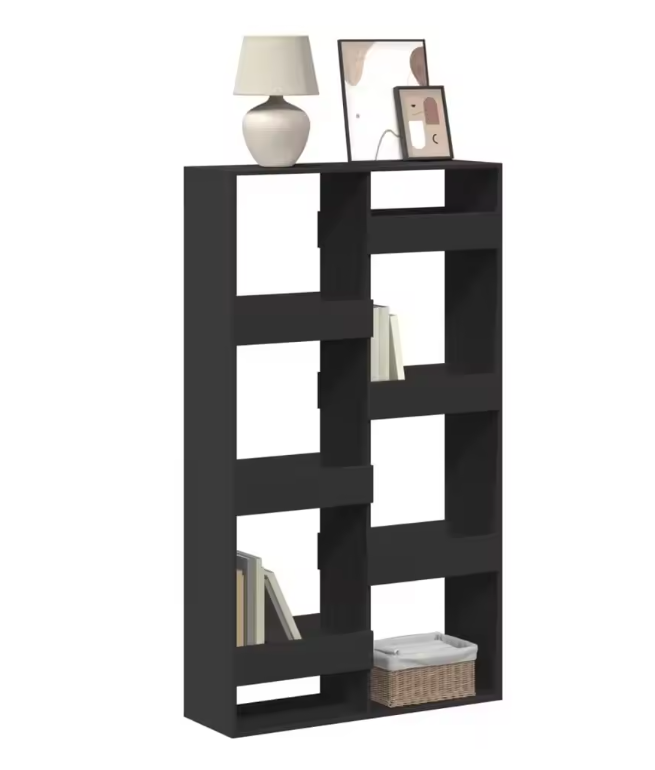 Zwarte Houten Boekenplank – Moderne Vrijstaande Boekenkast met 8 Verstelbare Planken, 100x33x175 cm Opbergmeubel voor Woonkamer of Kantoor