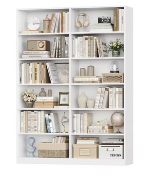 Hoge Houten Boekenplank – Vrijstaande Boekenkast met 12 Vakken, 120x30x188,7 cm, Ideaal voor Woonkamer, Kantoor of Studieruimte