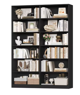 Hoge Houten Boekenplank – Vrijstaande Boekenkast met 12 Vakken, 120x30x188,7 cm, Ideaal voor Woonkamer, Kantoor of Studieruimte