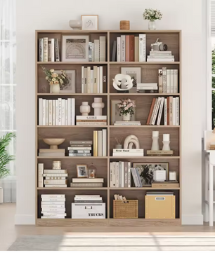 Hoge Houten Boekenplank – Vrijstaande Boekenkast met 12 Vakken, 120x30x188,7 cm, Ideaal voor Woonkamer, Kantoor of Studieruimte