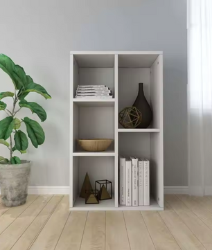 Witte Boekenplank en Dressoir – Houten Opbergkast met 5 Vakken, 50x25x80 cm, Modern Design