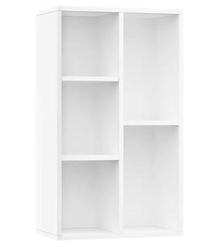 Witte Boekenplank en Dressoir – Houten Opbergkast met 5 Vakken, 50x25x80 cm, Modern Design