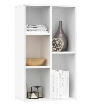 Witte Boekenplank en Dressoir – Houten Opbergkast met 5 Vakken, 50x25x80 cm, Modern Design