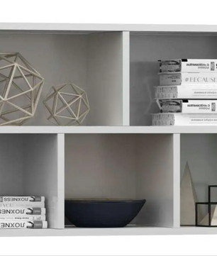 Witte Boekenplank en Dressoir – Houten Opbergkast met 5 Vakken, 50x25x80 cm, Modern Design