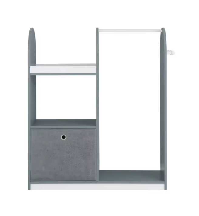 Kindergarderobe met 3 Haken en Jurkstok – MDF Opbergkast voor Kinderen