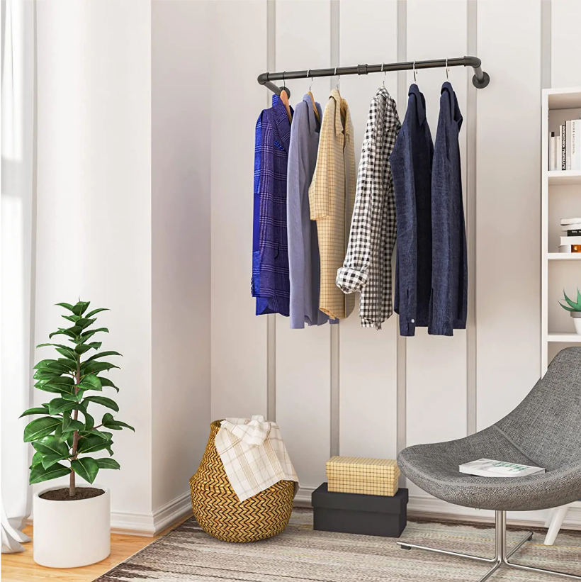 Industriële Wandgemonteerde Kledingrail – Metalen Kledingrek 79/100 cm