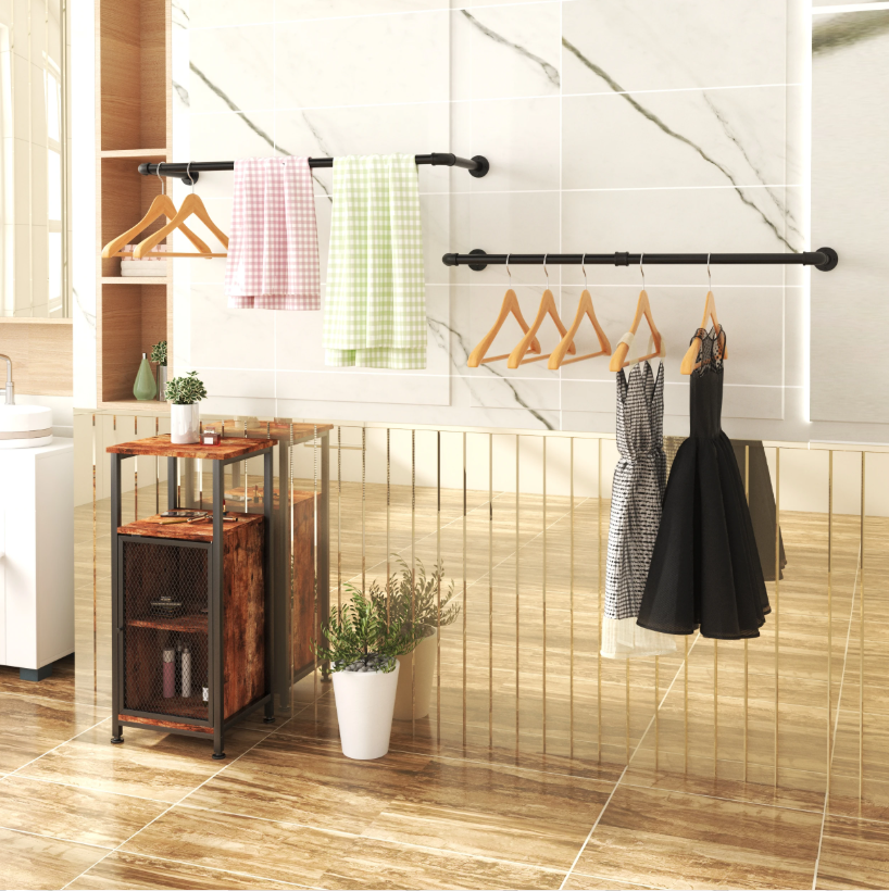 Industriële Wandgemonteerde Kledingrail – Metalen Kledingrek 79/100 cm