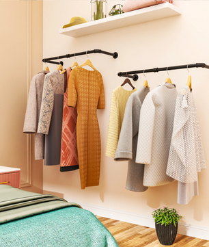 Industriële Wandgemonteerde Kledingrail – Metalen Kledingrek 79/100 cm