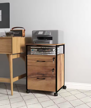 Industrieel Ladeblok op Wielen met Slot – 44×40×66,5 cm, Bruin