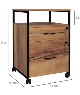 Industrieel Ladeblok op Wielen met Slot – 44×40×66,5 cm, Bruin