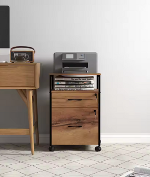 Industrieel Ladeblok op Wielen met Slot – 44×40×66,5 cm, Bruin