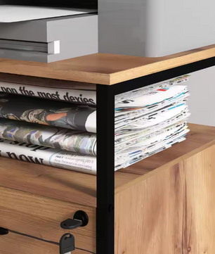 Industrieel Ladeblok op Wielen met Slot – 44×40×66,5 cm, Bruin