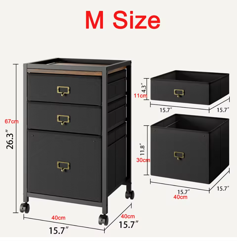 Mobiele Stoffen Archiefkast met Laden – Voor A4 en Briefpapier