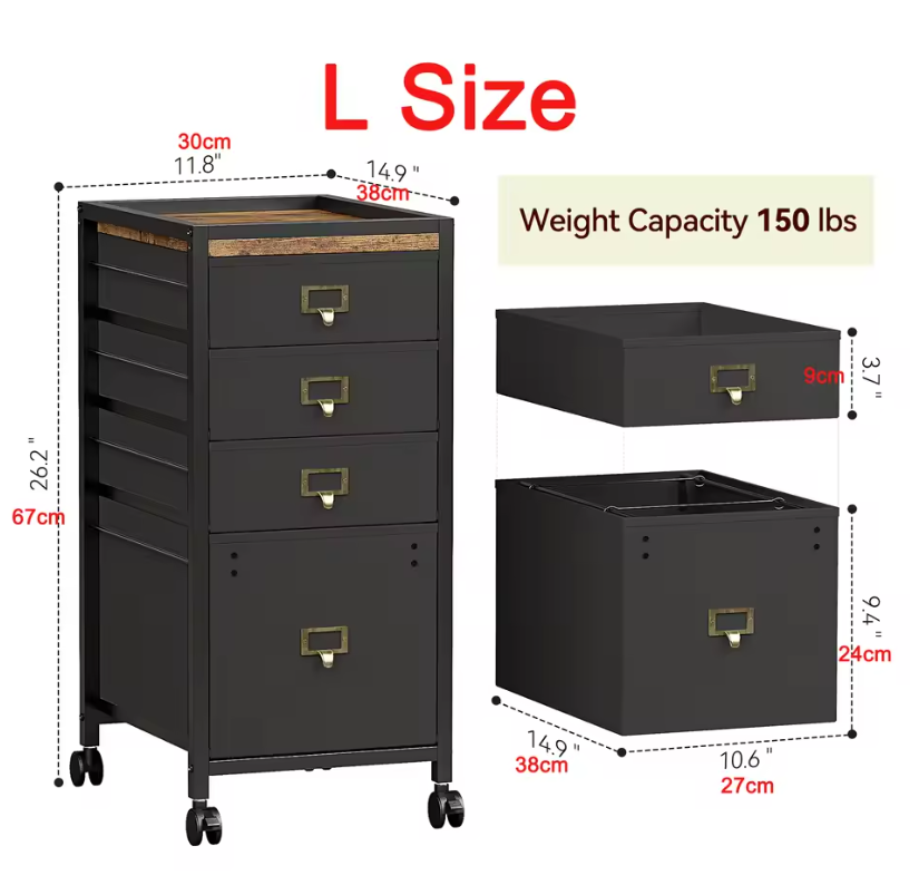 Mobiele Stoffen Archiefkast met Laden – Voor A4 en Briefpapier