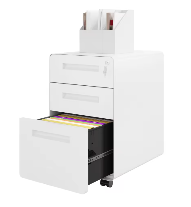 Metalen Verrijdbare Archiefkast met Slot – 3 Lades 40x63x50,8 cm