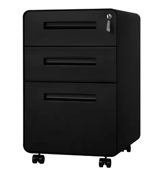Metalen Verrijdbare Archiefkast met Slot – 3 Lades 40x63x50,8 cm