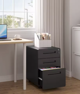 Metalen Verrijdbare Archiefkast met Slot – 3 Lades 40x63x50,8 cm